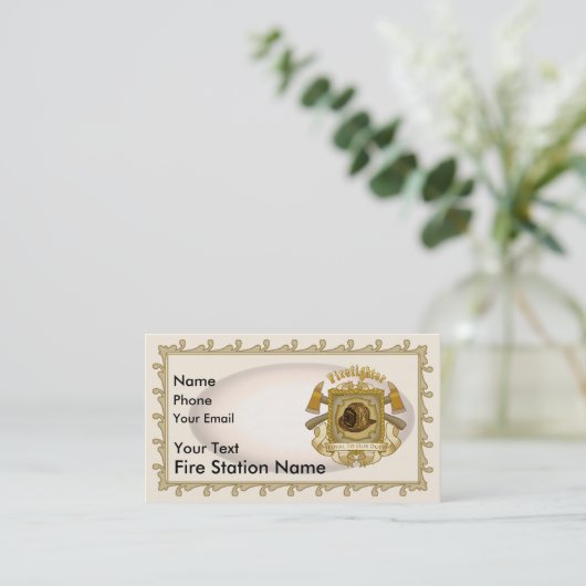 Firefighter Shield aangepaste naam Visitekaartje (Staand voorkant)