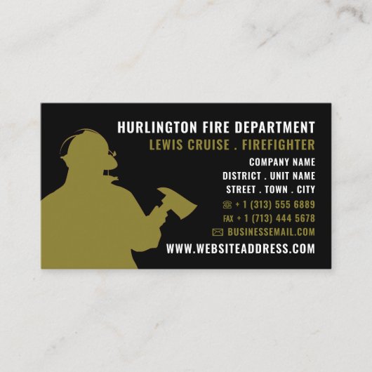 Firefighter Silhouette Visitekaartje (Voorkant)