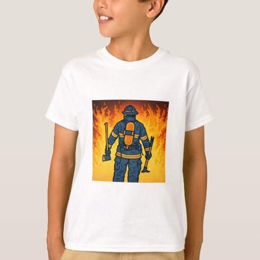 Firefighter Standing Against the Flames T-shirt (Voorkant)