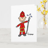 Firefighter Stick Figuur Kaart (Gele Bloem)