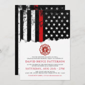Firefighter Style American Flag Party Invitation b (Devant / Derrière)