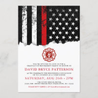 Firefighter Style American Flag Party Invitation b