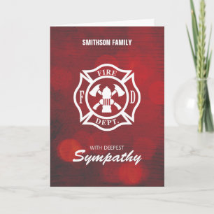 Firefighter Sympathie Embleem op Rode Bokeh Kaart