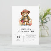 Firefighter Teddy Bear Modern Eenvoudige Kinderen Kaart (Staand voorkant)
