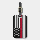 Firefighter Thin Red Line American Flag Monogram Bagagelabel (Voorkant verticaal)