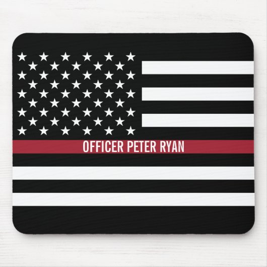 Firefighter Thin Red Line American Flag Naam toevo Muismat (Voorkant)