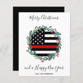 Firefighter Thin Red Line Budget Kerstmis Kaart (Voorkant / Achterkant)