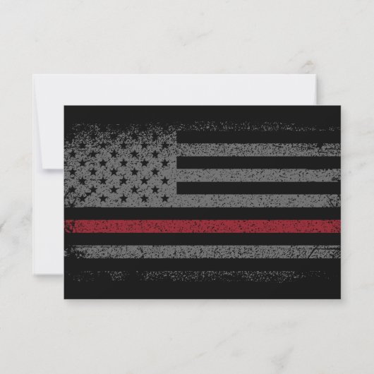 FireFighter Thin Red Line Dank u Bereavement Bedankkaart (Achterkant)