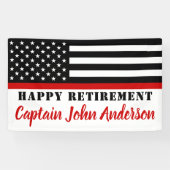 Firefighter Thin Red Line Flag Happy Retirement Spandoek (Horizontaal)