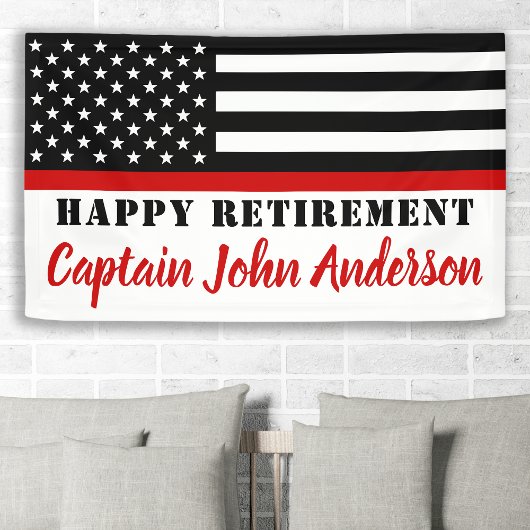 Firefighter Thin Red Line Flag Happy Retirement Spandoek
