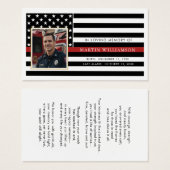 Firefighter Thin Red Line Flag Photo Prayer Card (Devant & derrière)