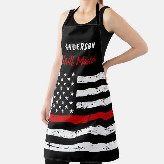 Firefighter Thin Red Line Grill Master BBQ Schort (Insitu)