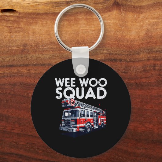 Firefighter Truck Wee Woo Squad Fireman Men Boys K Sleutelhanger (Voorkant)