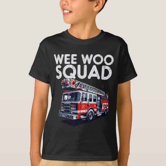 Firefighter Truck Wee Woo Squad Fireman Men Boys K T-shirt (Voorkant)