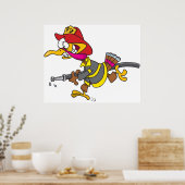 Firefighter Turkey with Hose Poster (Keuken)
