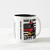 Firefighter  US Flag with Thin Red Line Tweekleurige Koffiemok (Voorkant rechts)