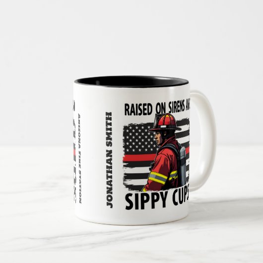 Firefighter  US Flag with Thin Red Line Tweekleurige Koffiemok (Voorkant rechts)