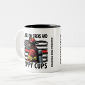 Firefighter  US Flag with Thin Red Line Tweekleurige Koffiemok (Voorkant links)