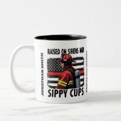 Firefighter  US Flag with Thin Red Line Tweekleurige Koffiemok (Links)