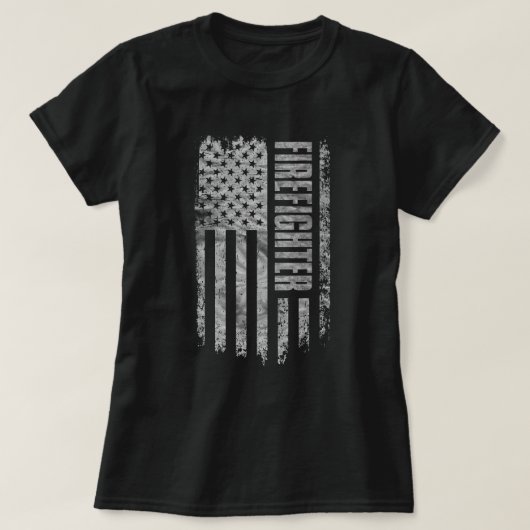 Firefighter USA Flag Distressed design T-shirt (Design voorkant)