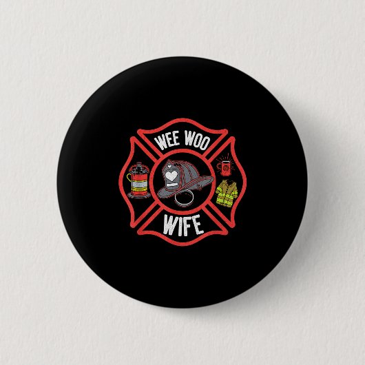 Firefighter Wife Uniform Fireman Fire Department Ronde Button 5,7 Cm (Voorkant)