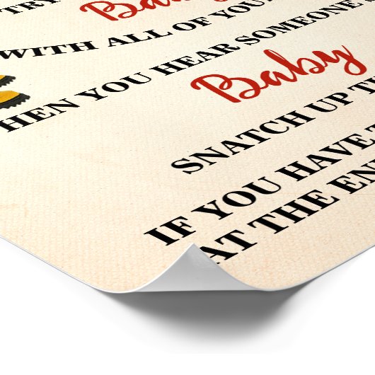 Firefighter zeg niet dat Baby Clothespin Shower Ga Poster (Hoek)