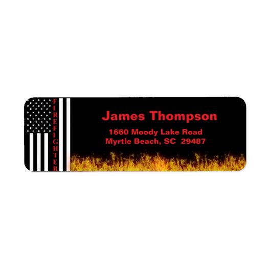Firefighters Flames Flag Return Address Label (Voorkant)
