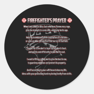 Firefighter's Prayer Fire First Responder Thin Red Ronde Sticker