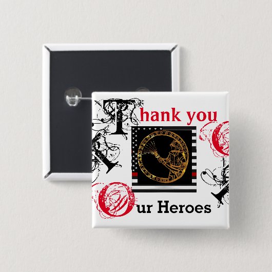 FIREFIGHTERS VIERKANTE BUTTON 5,1 CM (Voorkant /achterkant)