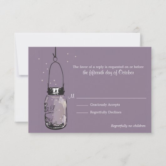 Fireflets carte RSVP & Mason Jar (Devant)