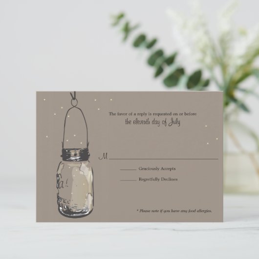 Fireflets carte RSVP & Mason Jar (Debout devant)