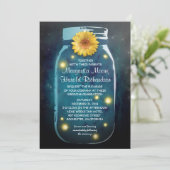 Fireflies & Blue Mason Jar Whimsical Wedding Kaart (Staand voorkant)
