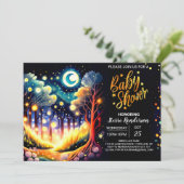 Fireflies Dance Enchanted Forest Baby shower Kaart (Staand voorkant)