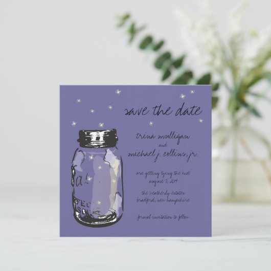 Fireflies en Mason Jar slaan Datum op Save The Date (Staand voorkant)
