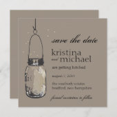 Fireflies en Mason Jar slaan Datum op Save The Date (Voorkant / Achterkant)