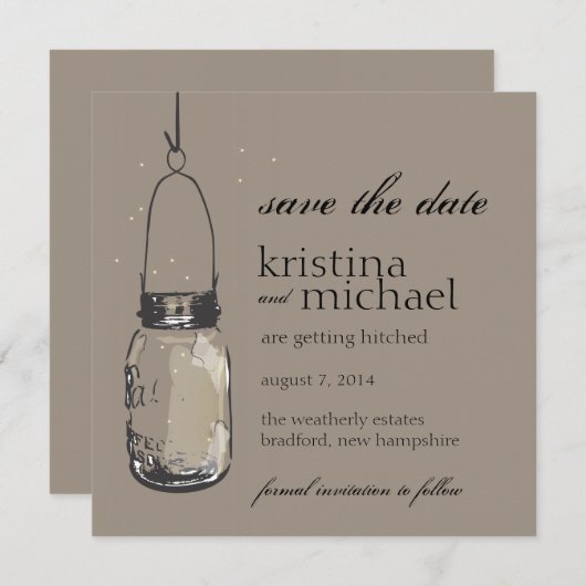 Fireflies en Mason Jar slaan Datum op Save The Date (Voorkant / Achterkant)