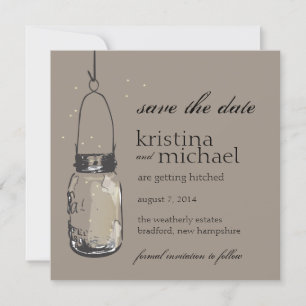 Fireflies en Mason Jar slaan Datum op Save The Date
