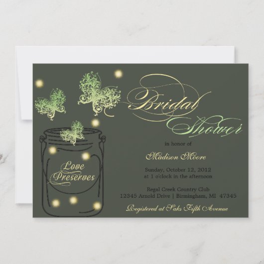 Fireflies en Mason Jar Vrijgezellenfeest - Green Kaart (Voorkant)
