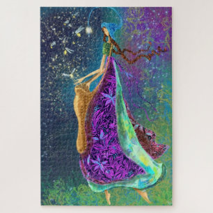 Fireflies Girl  Tekening Fantasy Fairytale Legpuzzel