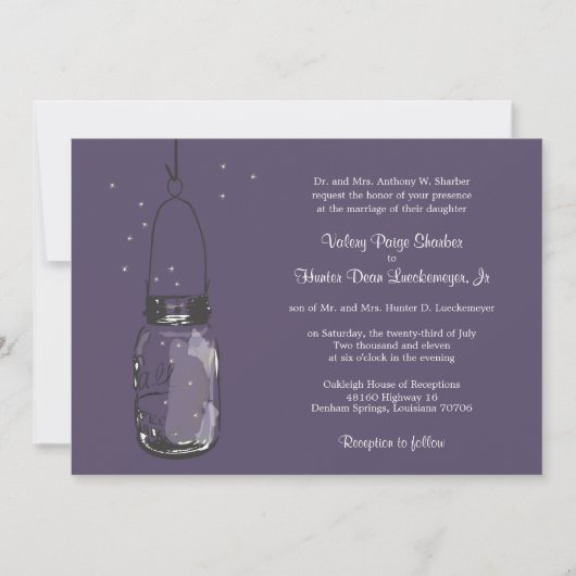 Fireflies & Mason Jar Invitations de mariage (Devant)