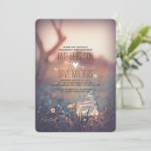 Fireflies Mason Jar Rustic Garden Engagement Party Kaart (Staand voorkant)