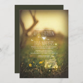 Fireflies Mason Jar Rustic Garden Invitations de m (Devant / Derrière)