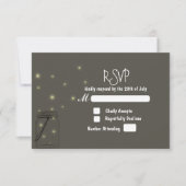 Fireflies Mason Jar Rustic Wedding RSVP-uitnodigin RSVP Kaartje (Voorkant)