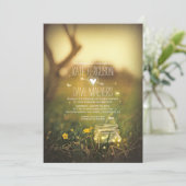 Fireflies Mason Jar Rustieke Tuin Huwelijksuitnodi Kaart (Staand voorkant)