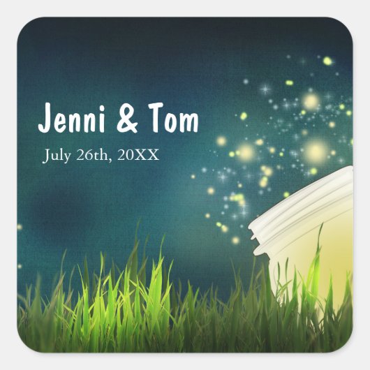 Fireflies + Mason Jar Sticker Rustic Night Mariage (Devant)