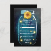 Fireflies & Mason Jar Whimsical Wedding RSVP (Voorkant / Achterkant)