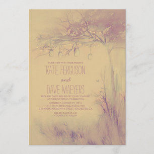 Fireflies Mason Jars Rustic Tree Wedding Uitnodigi Kaart