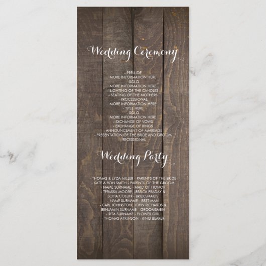 Firefly Lights Mason Jars Rustieke Trouwprogramma' Programma (Achterkant)