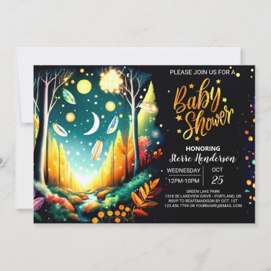 Firefly Magic Forest Baby shower Kaart (Voorkant)