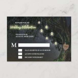 Firefly Mason Jar Chêne Mariage RSVP Cartes